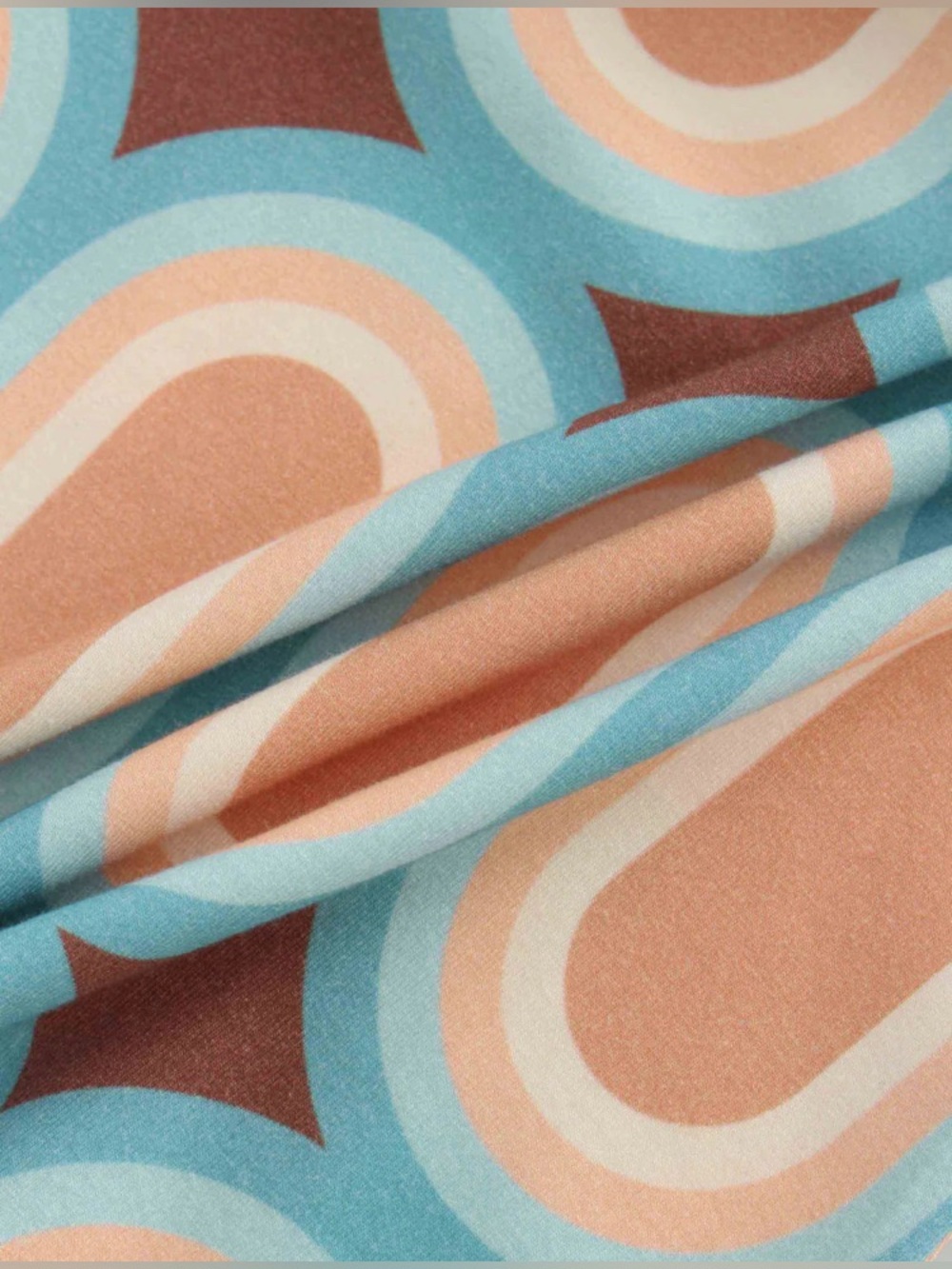 Meli Retro Geometric Long Sleeve Lux Tee - Peach, Blue, Brown - Picture 4 of 6